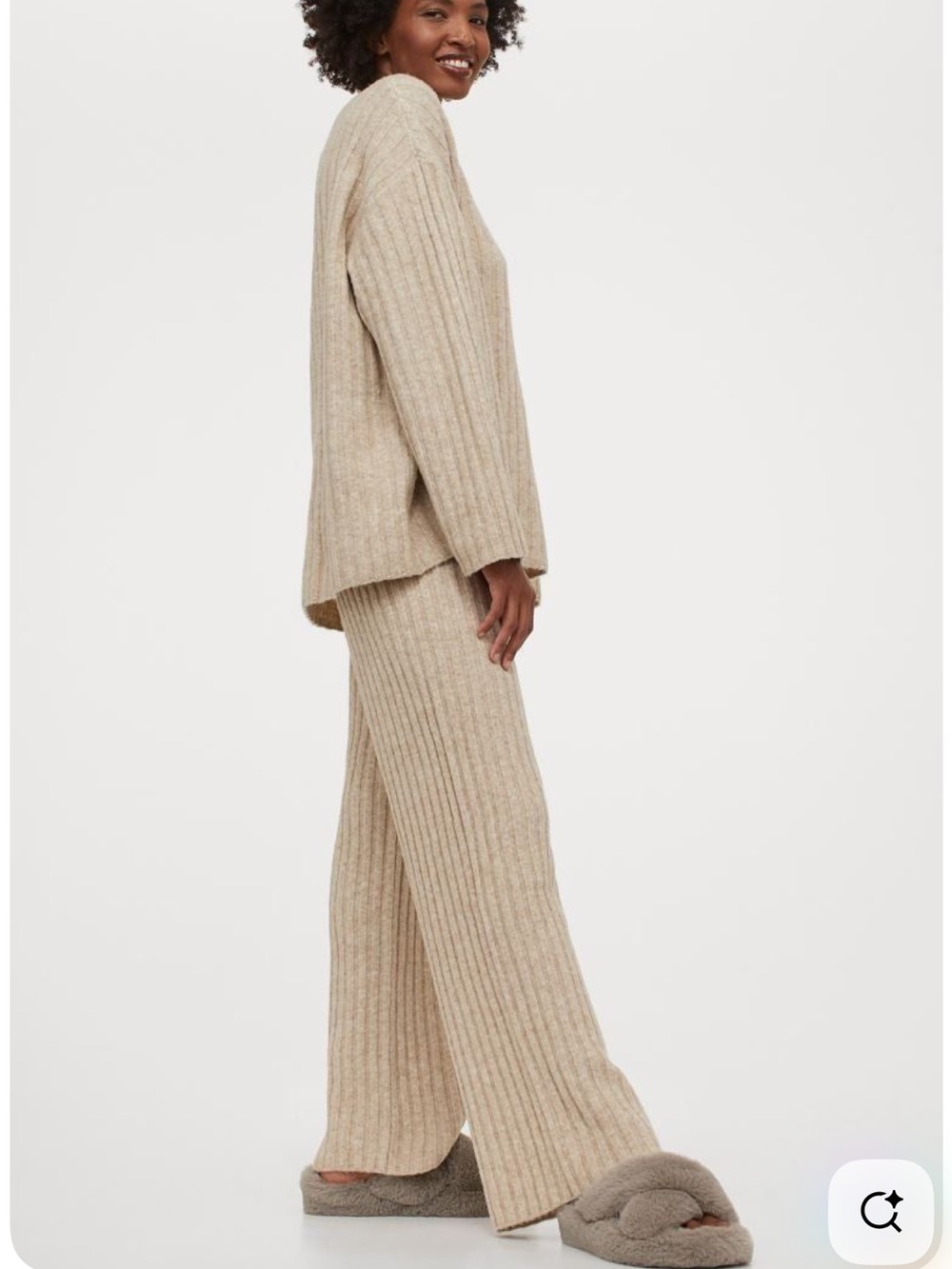 H&M Ribbed Knit Wide-Leg Lounge Pants - Picture 6 of 6